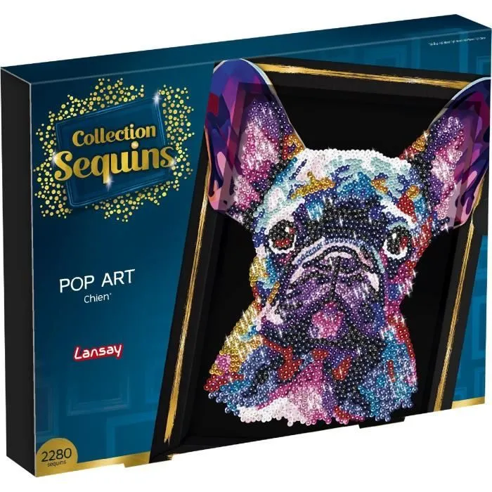 Kit loisir créatif - LANSAY - Collection Sequins - Pop art chien - Dès 14 ans-0