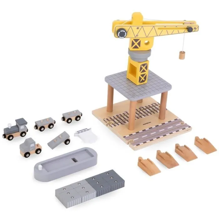 Grue portuaire mobile - Ensemble en bois - Treuil magnétique - Pour enfants à partir de 4 ans - Mixte-2