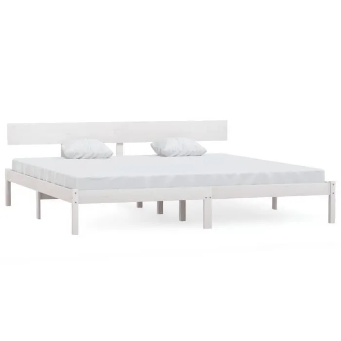 vidaXL Cadre de lit Blanc Bois de pin massif 200x200 cm-1