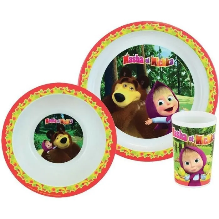 Ensemble repas MASHA ET MICHKA - FUN HOUSE - Micro-ondable - Multicolore-2
