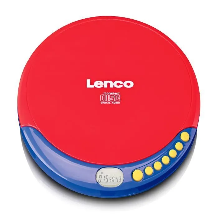 Lecteur CD portable pour enfants avec casque, piles rechargeables et limiteur de son intégré - Lenco - CD-021KIDS - Multicolore-1