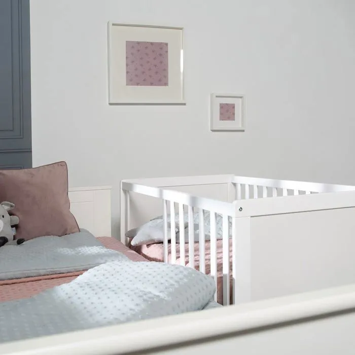 Lit Bébé 2 en 1 - ROBA - Blanc - Sommier Réglable - Matelas Inclus-5