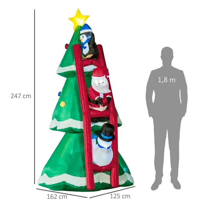 Outsunny - Sapin de Noël gonflable - tissu en polyester - 162x125x247cm - Vert-3
