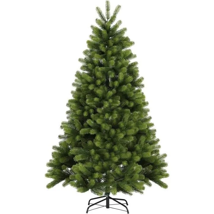 SALCAR Sapin de Noël Artificiel 180 cm avec 762 Pointes, Sapin de Nordmann, Pin Arbre de Noel avec Support en métal, Vert-0