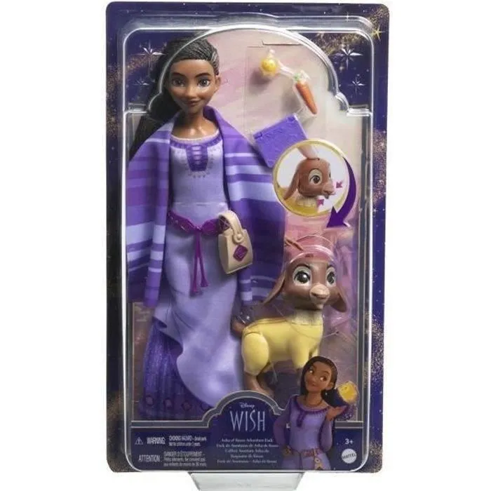 Disney-Wish-Coffret aventure Asha du Royaume de Rosas-Poupée, animaux HPX25-4