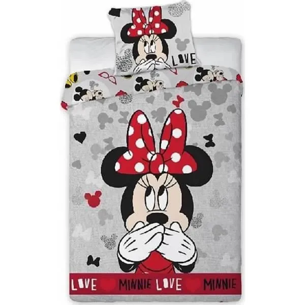 Minnie Disney - Parure de couette 140 x 200 cm + taie d'oreiller + Drap Housse 90 x 190 cm Blanc - HOMEROKK-0