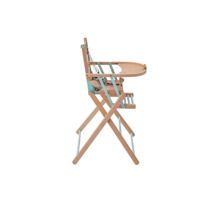 Chaise haute bébé en bois pliante Sarah bicolore vert menthe - Combelle - Fixe - Mixte - 6 mois à 3 ans-2