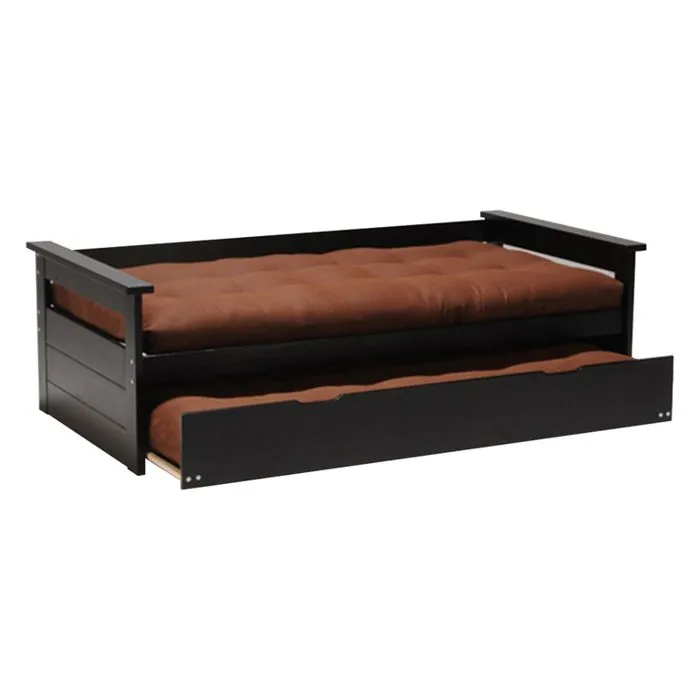 Lit gigogne banquette ALFONSO - DREAMEA - 90x190cm - A lattes - Noir - Avec tiroirs-3