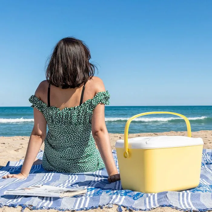 Glacière Rigide Portable - InnovaGoods - 15 L - Design Rétro - Couvercle Multifonctionnel - Léger et Maniable-1