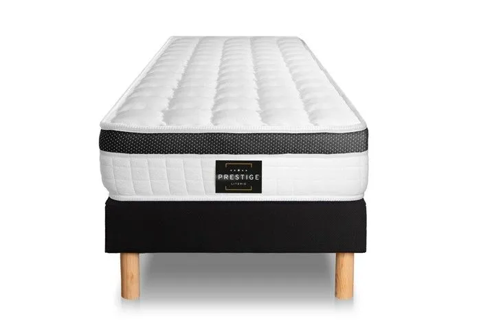 Ensemble matelas + sommier - PRESTIGE LITERIE - Supérieur 80x200 - Mémoire de forme - 3 zones - Noir-0