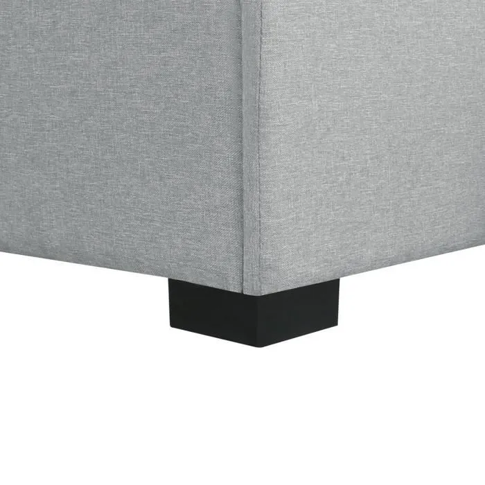 CUSHION Lit coffre adulte 160x200 cm - Classique - Tissu Gris clair - Sommier inclus-5