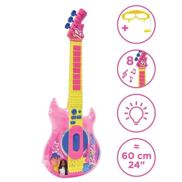 Guitare Électronique Lumineuse avec Micro en forme de lunettes Barbie-2