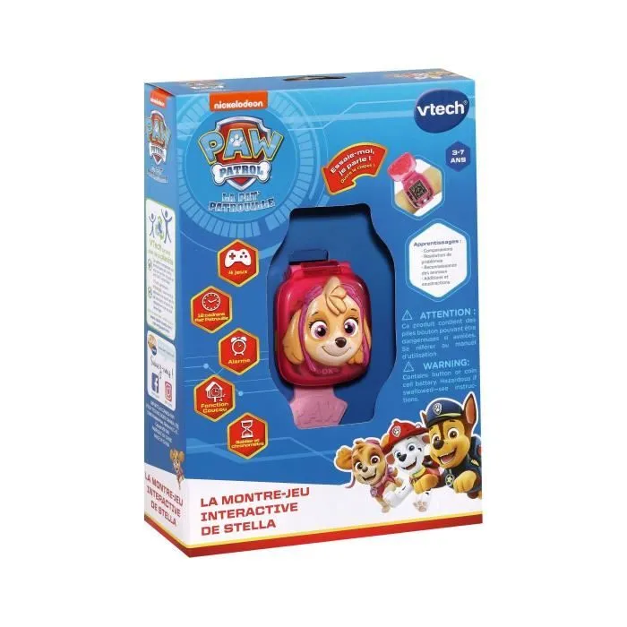 Montre-Jeu Interactive de Stella - VTECH - Pat'Patrouille - Ecran animé - 4 jeux - 12 cadrans - Rose-2