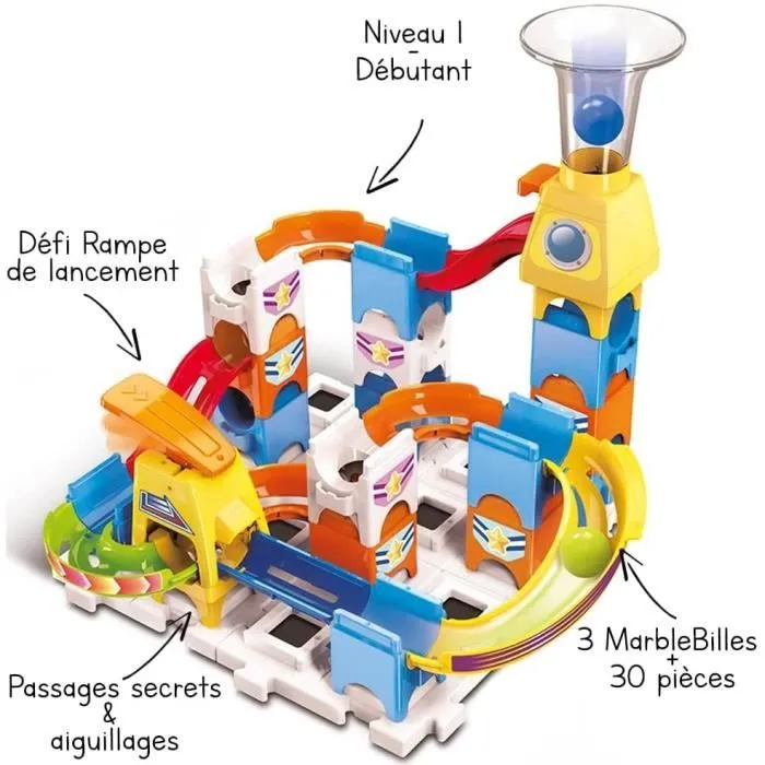 Circuit à billes VTECH Marble Rush Discovery Set XS100 - 30 pièces et 3 MarbleBilles incluses-5