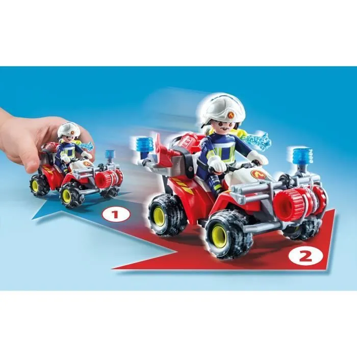 PLAYMOBIL 71825 Pompier avec quad et arbustes enflammés-2