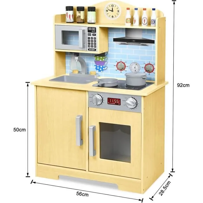 Cuisine Jouet - YUENFONG - Modèle B - Bois de qualité - Ustensiles inclus - Hauteur 92 cm-1