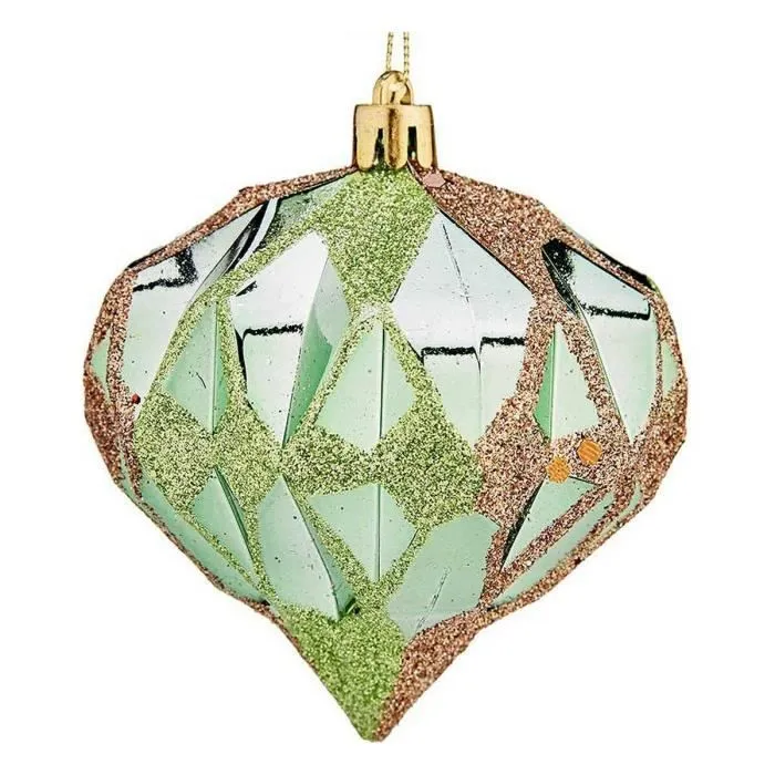 boules de noël diamant ø 8 cm vert plastique 8 x 9 x 8 cm-0