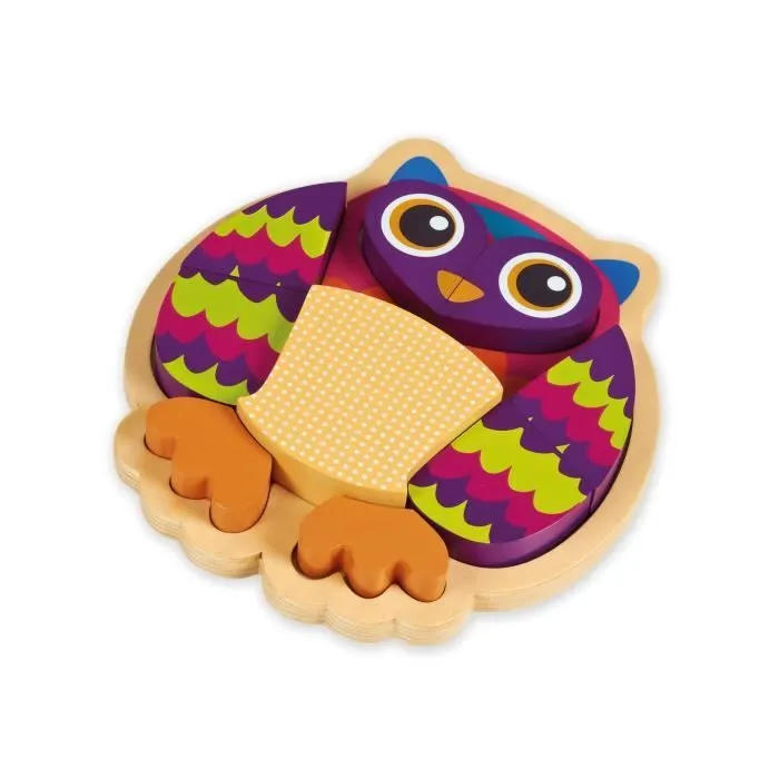 Puzzle en bois à encastrer - NEOTILUS - Happy Puzzle - Hibou - 9 pièces - Mixte - A partir de 1 an-0
