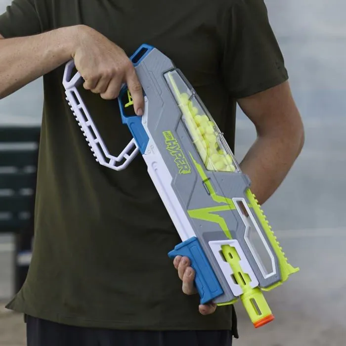 Nerf Hyper, Blaster a Pompe Siege-50, 40 Billes Hyper, Lunettes, 33 m/s, Recharge Facile, capacite de 50 Billes, L-3