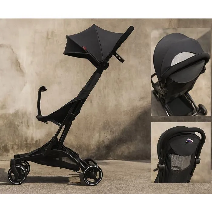 Poussette Canne BEBE2LUXE PIKO Ultra Compacte et légère Cabine Avion (noir)-5