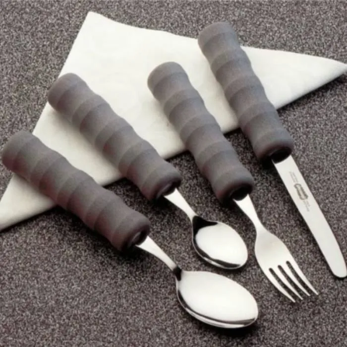 Set de 4 couverts - HOMECRAFT - Manche en mousse - Gris - 3 cm-0