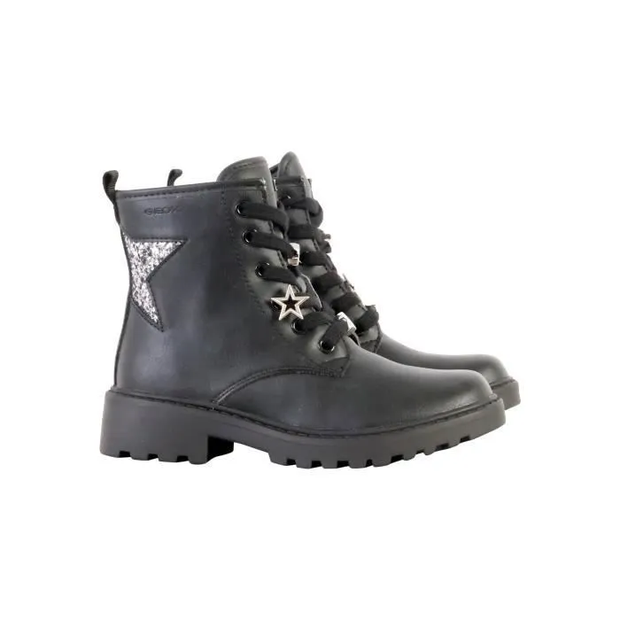Bottes - GEOX - Casey - Enfant Fille - Lacets - Noir/Argent sombre-2