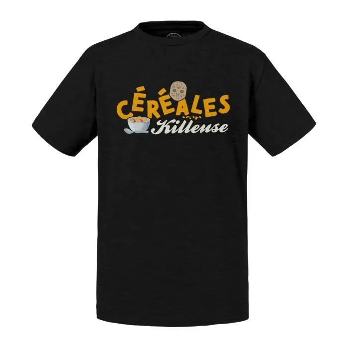 T-shirt Enfant Noir Céréales Killeuse Petit Déjeuner Matin Humour-0