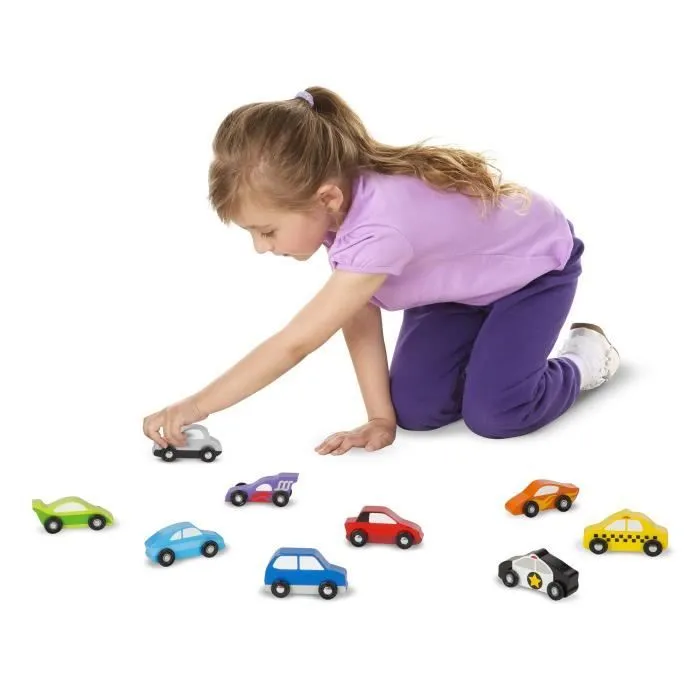 Véhicules en bois - MELISSA & DOUG - Ensemble de 9 voitures colorées - Pour enfants de 3 ans et plus-3