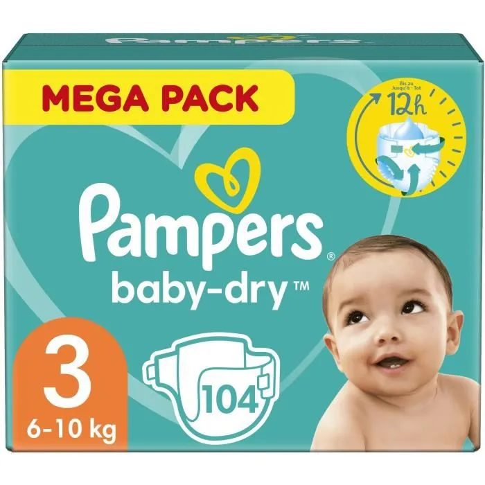 PAMPERS Baby-Dry Taille 3 - 104 Couches-0