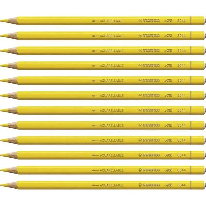 STABILO All - Lot de 12 crayons de couleur toutes surfaces - Jaune - FBA8044-0