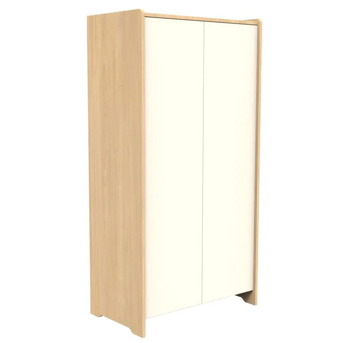 Armoire 2 portes en bois décor chêne miel - VANILLE-1