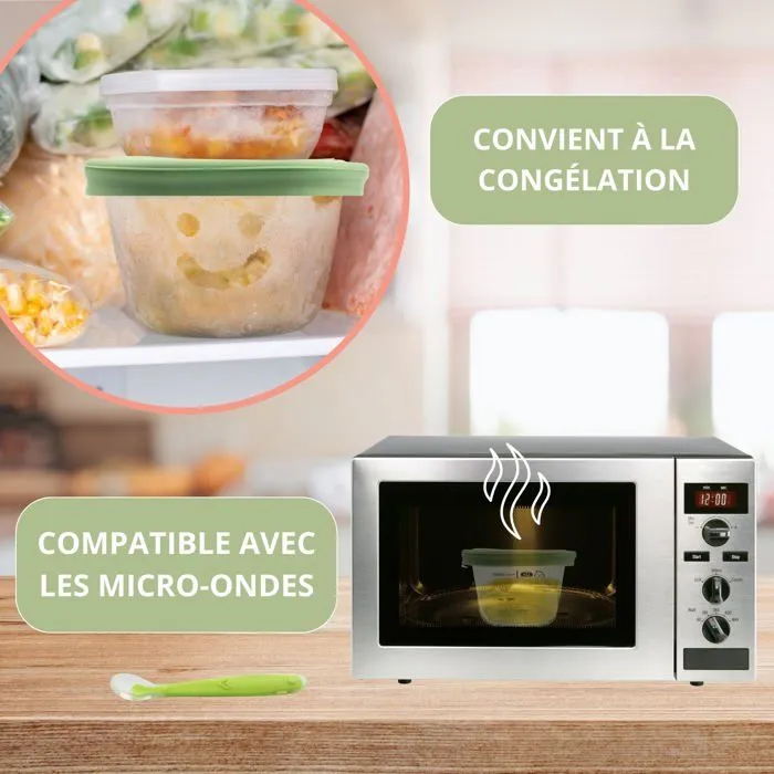 HELLO HIPPO® Lots de 6 Petit Pots en verre Bébé 180ml - Idéaux pour Compotes, Purées et Fruits, Hermétiques et Pratiques-4