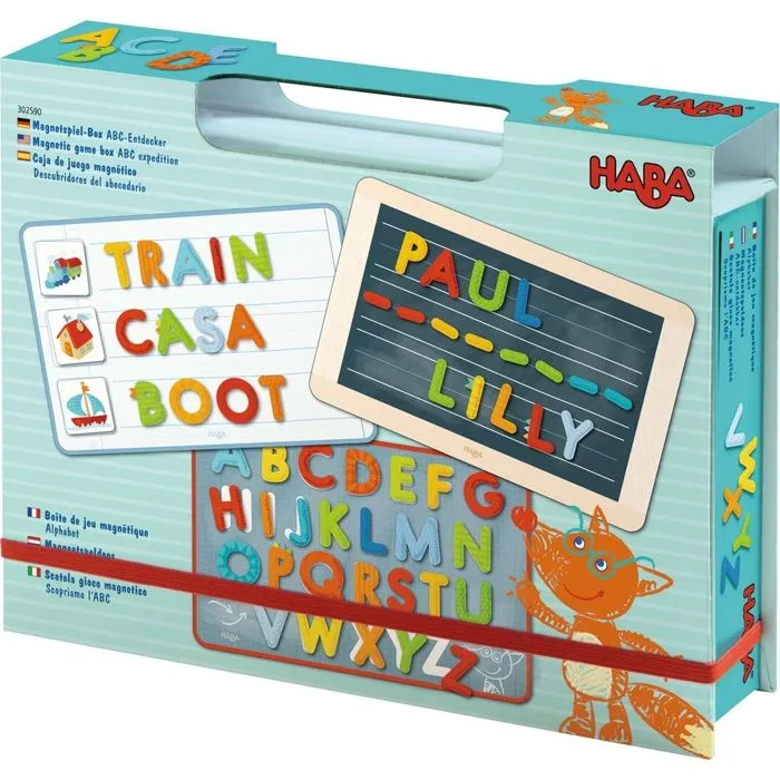 HABA - Boîte de jeu magnétique Alphabet - 147 pièces de lettres magnétiques - Jeu éducatif pour Enfant de 5 ans et +-2