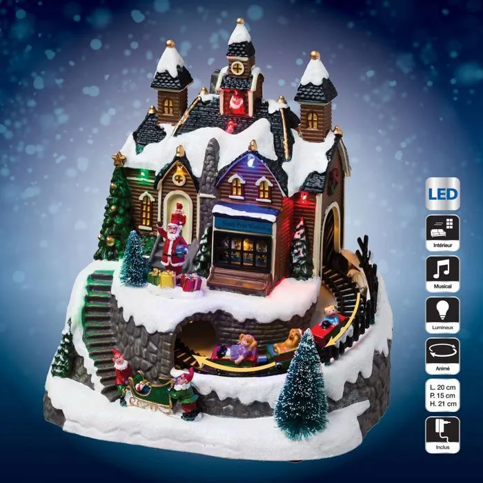 Village de noël - Atelier et train - Décoration-1