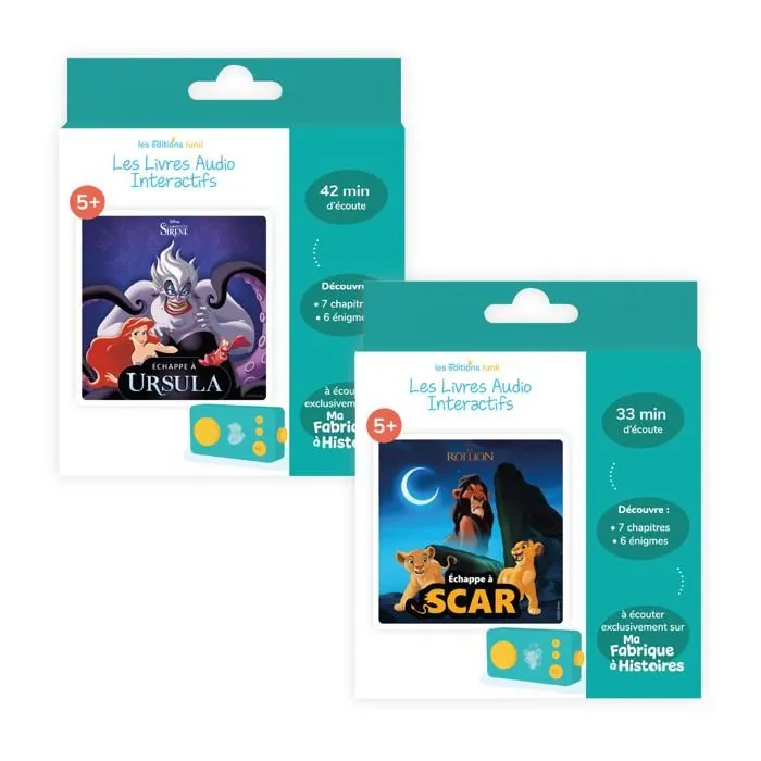 Lunii - Pack 2 livres audio Disney interactifs - À écouter sur la conteuse interactive Ma Fabrique à Histoires-0