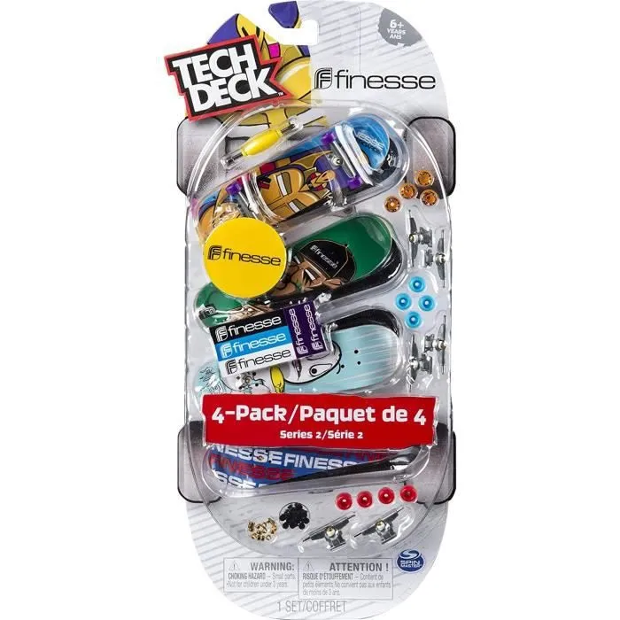 Pack 4 Finger Skates Tech Deck - Planches à roulettes à customiser 96 mm - Modèle aléatoire-0