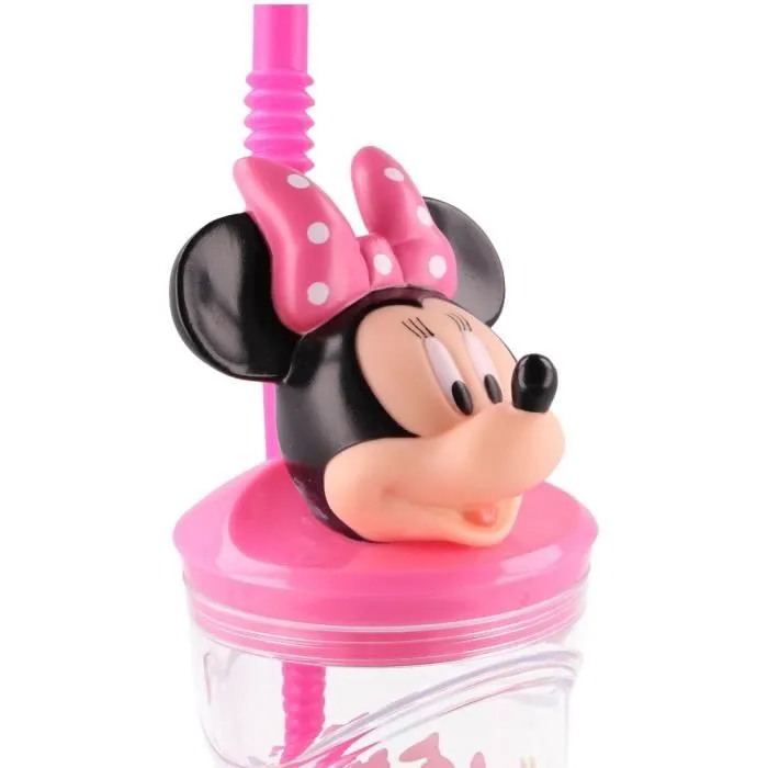 Gobelet à paille en verre Disney figura 3D - rosa - 7.5x23x7.5 cm-1