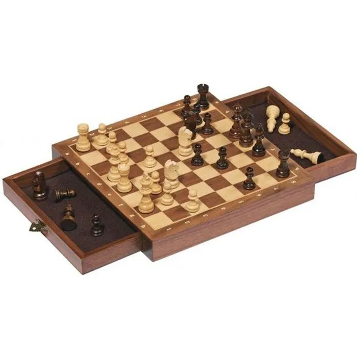 GOKI Echiquier - Magnétique - Avec tiroir - 25 x 25 x 3,3 cm-0