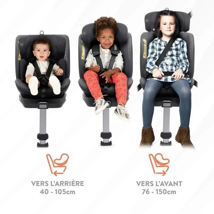 Siège auto - BABYAUTO - AITANA GREY ANTHRACITE - De la naissance à 12 ans - 0-36 kg - I-Size - ISOFIX - Pivotant 360° - ECE R129-3