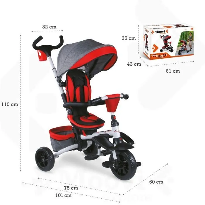 Tricycle évolutif pliable MONDO On & Go Moovi Explore - Rouge-8