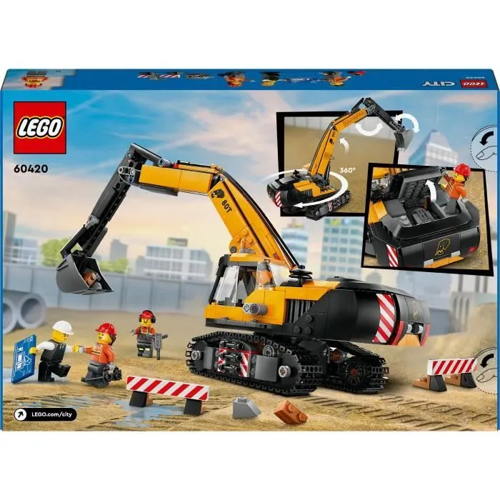 LEGO® City 60420 La pelleteuse de chantier jaune, jouet pour enfant à partir de 8 ans-5