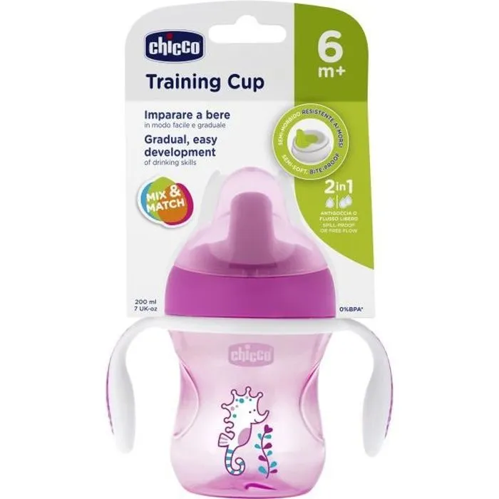 Chicco Tasse Training à Bec Rigide Ours Rose +6m 200ml 1 unité-0