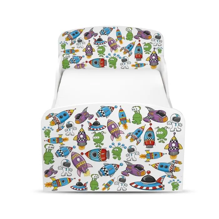 Moderne Lit d'Enfant Toddler en bois avec un matelas et un tiroir Monde Cosmique-2