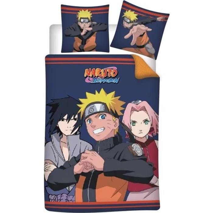 Parure de lit enfant - MANGA - Naruto - Bleu - Synthétique - Lavable en machine-0