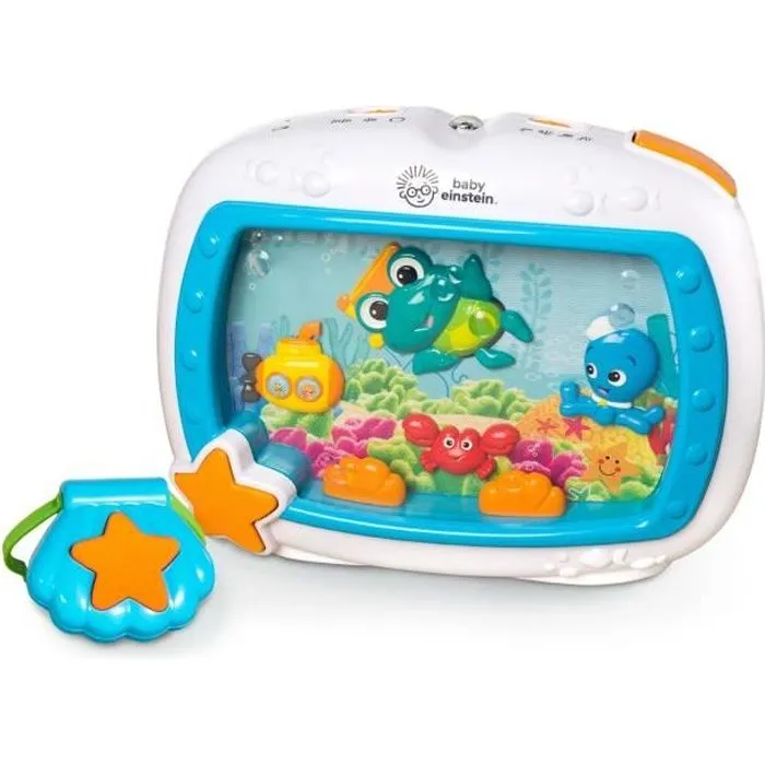 BABY EINSTEIN Veilleuse - Rêves marins - Réglage 25 min lumière, son, musique ou bruit de l’océan, attache lit, télécommande-0