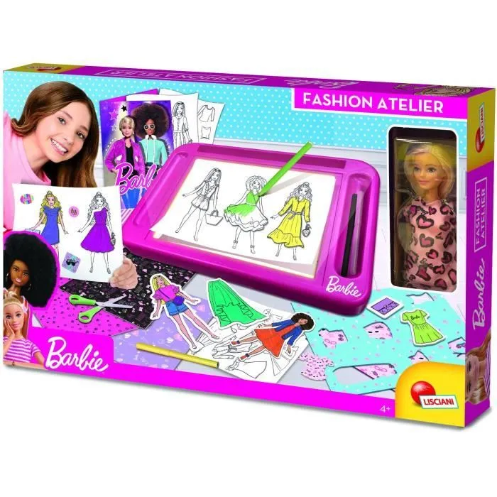 Atelier de mode - Table Lumineuse - LISCIANIGIOCHI - BARBIE - Poupée Barbie, Matériel Créatif-0