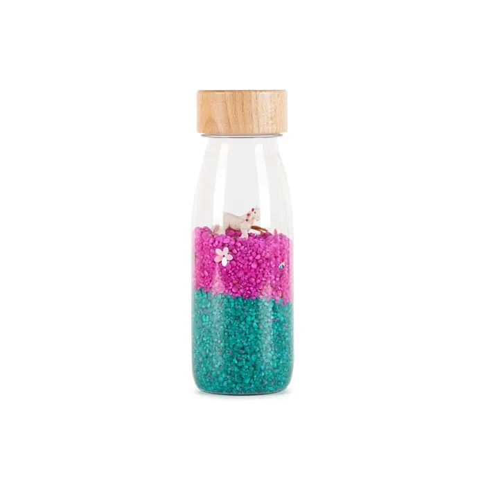 Bouteille sensorielle Sound - Licorne - Petit Boum - Jouet d'éveil - Son - Turquoise-0