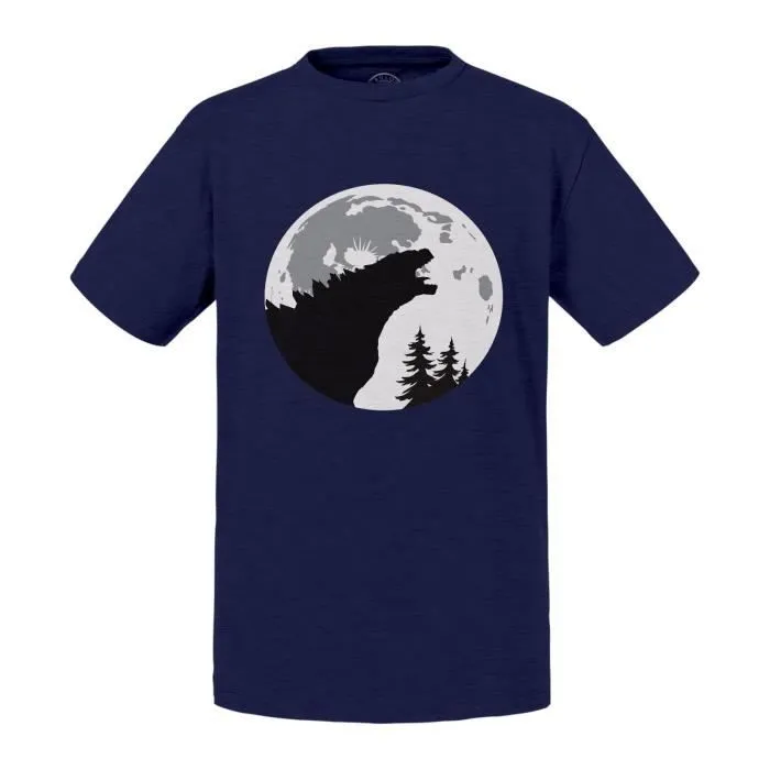 T-shirt Enfant Bleu E.T Godzilla Parodie Film Series Marque-0