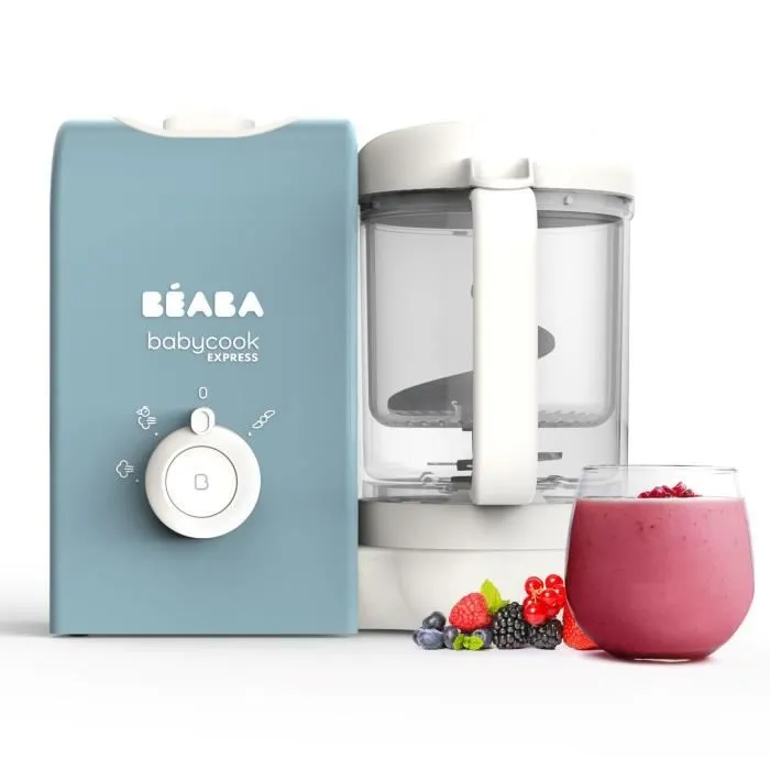 BEABA, Babycook express, robot bébé, 4 en 1 mixeur-cuiseur, bleu baltique-0