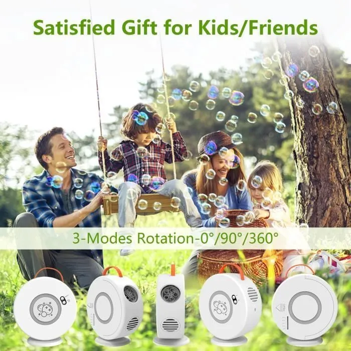Machine à Bulles Jouet a Bulles Automatique Rechargeable Soufflante Rotatif 90°-360°, 500ml Souffleur à Bulles pour Enfants-2